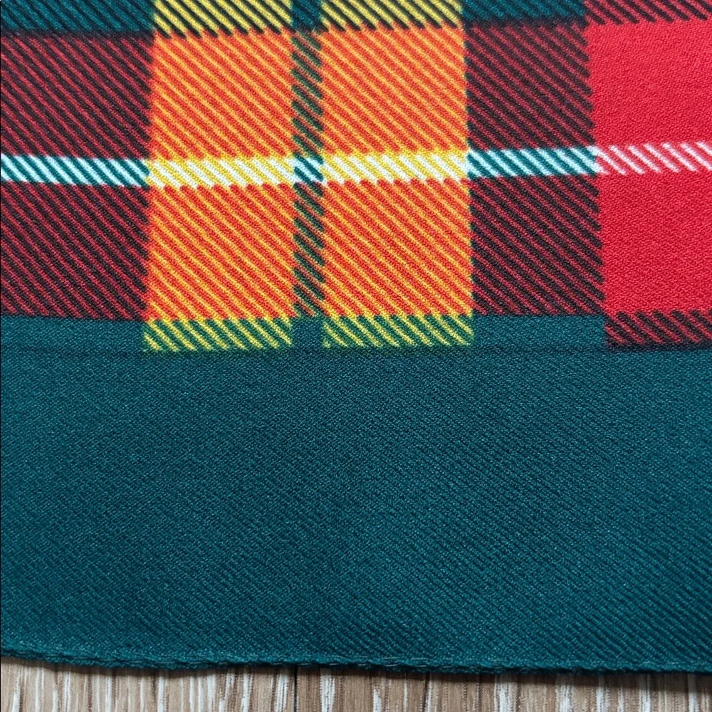 Vintage plaid tartan square scarf- red/yellow/green. 26” x 25”